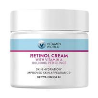 Vitamin World Retinol Cream 100,000 IU 56.7g 2 oz Gentle Night Retinyl Palmitate for Face Dual E Coconut Oil Face gray