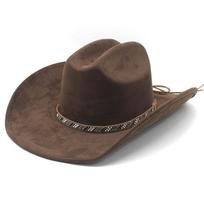 Hot-selling American retro knight hat, suede western cowboy hat, big edge top hat, new gentleman's top hat M（56-57cm） ruda