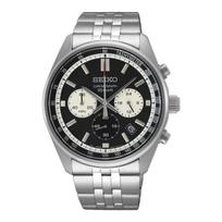 SEIKO QUARTZ Chronograph Stainless Steel Band Watch Green Dial SSB429P1 Men's black