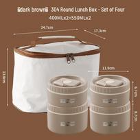 Ru Han Multi-layer Insulated Round Bento Box gray