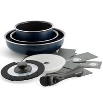 GREENPAN puodų ir keptuvių rinkinys su nuimama IH indaplove be kenksmingos PFAS keraminės dangos, lengvai nuimamas Oxford Blue 8 dalių rankenos, dujinės, saugus, oksfordo mėlyna spalva