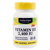 Healthy Origins Vitaminas D3 Didelės Potencijos 2400 TV Minkštos Kapsulės Be Gliuteno