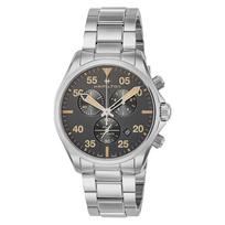 [Hamilton] Watch Khaki Aviation Pilot Chrono Quartz Khaki Aviation Black Dial Stainless Steel Sapphire Crystal Quartz 10 ATM Water Resistant 42MM