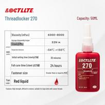 243 Anaerobiniai klijai: Aukštos temperatūros ir alyvai atsparus sriegių fiksatorius-sandariklis (222, 242, 262, 270, 272) 270-50ml Rose Red//High Strength, Heat Resistant