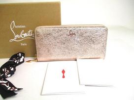 Autentiška Christian Louboutin Panettone Rose Gold odinė apvali piniginė su užtrauktuku #a376 Refurbished