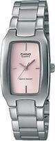 CASIO LTP-1165A-4C Quartz Tonneau Watch, Stainless Steel Silver Band, Pink Dial, Women's Business Gift gray