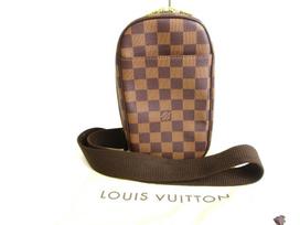 Autentiškas LOUIS VUITTON specialus užsakymas Damier Brown odinis diržo krepšys Gange #9680 Refurbished