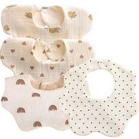 Sumer Baby's Four Seasons 6-Ply Yoruga Scarf Bibs Rolling Bib, korean baby products beige