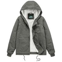 Boa Hooded Fleece Jacket Windproof Cold Protection Mountain Climbing Commuting Work Clothes Casual Winter 1883 [Manatsulife] Men's (L, Gray) pilka spalva