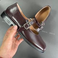 IPPEUM Tabi Mary Janes Batai Moteriški Sagtis Didelis Dydis 35-44 Bordo Juodi PU Oda Split Toe Plokščiapadžiai Tabis Mokasinai 250 bordinė