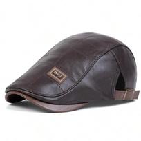 Vyriškos retro PU odinės newsboy kepurės su Jamont etiketėmis, britiško stiliaus dailininkų kepurės, pavasario/rudens, šoninė reguliuojama plokščia kepurė, hiphopo beretės gray