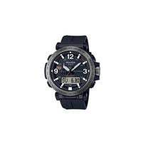 Casio PRO TREK serija - dvigubo disko ekranas, lauko sportui šeši radijo bangų imtuvai, saulės energija, didelis ciferblatas, daugiafunkcis, atsparus smūgiams ir PRW-6611Y-1PR juoda