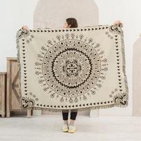 Mandala lauko stovyklavimo ir iškylų pledas beige