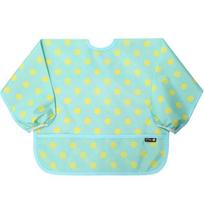 Pli? infant waterproof long-sleeved bib, 17 mint yellow dots, 1 piece, 1 piece white
