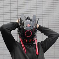 Cyberpunk Helovino šviečianti roboto kaukė – Viso veido Cosplay galvos apdangalas Comic Con