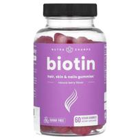 NutraChamps, biotin, hair, skin and nail gummies, sugar-free, natural berry, 60 vegan gummies