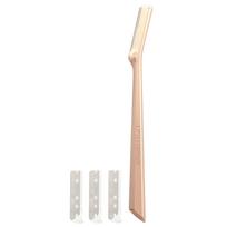 Tweezerman, Rose Gold Facial Razor, Stainless Steel Blades, Set of 5 beige