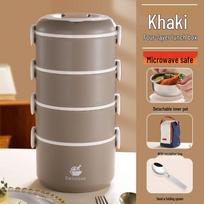 Zhishi 304 Stainless Steel 4-Layer Round Lunch Box gray