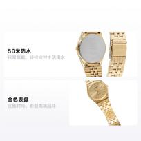 CASIO 50 meters waterproof Quartz Steel Strap same style for men and women gold dial MTP-B145G-9A auksas