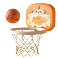 Mini krepšinio lankas žaislas su LED rezultatyvų lentelę, reguliuojamu aukščiu, tvirtinamas prie sienos, krepšinio metimo žaidimas, mažyliams, berniukams, animacinių gyvūnėlių krepšinio lankas ordinary oranžinė