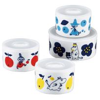 Yamaka Shoten MOOMIN Microwave Pack Storage Containers and Canisters M Microwave and Dishwasher Moomin Nordic Day Wedding Made in (S & Sizes) 4-Piece white