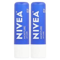 Nivea Moisture Lip Care Stick, 2-Pack, 4.8g (0.17oz) Each blue
