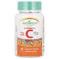 Jamieson vitaminai, vitamino C guminukai, aštrus apelsinas, 250 mg, 60 guminukų (125 mg vienai gumai)