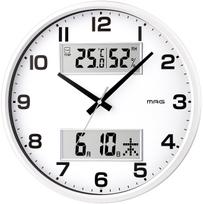 MAG Sieninis laikrodis Analoginis Dvigubas Stulpelis Tylus Nuolatinė Sekundinė Ranka Temperatūros Drėgmės Datos Savaitės Dienos Rodymas Baltas Skersmuo 32cm W-766WH-Z balta