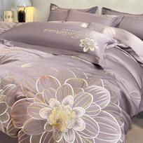 Vasarinis prabangus ledo šilko 4 dalių patalynės komplektas, skalbiamas mašinoje, šilkinis, lygus, kvėpuojantis, su siuvinėjimu, žakardinis Suit&1.5m bed-4pcs gray