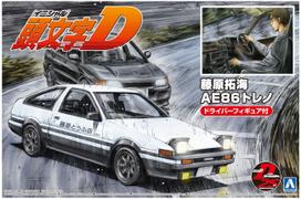 Aoshima Bunka Kyozai Initial D Series Takumi Fujiwara AE86 Trueno with Driver Figure Plastic Model 1/24 No.14 balta