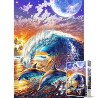 Sun&Tree Dolphin Wave Jigsaw Puzzle HP1002, 1000 pieces, mixed colors blue