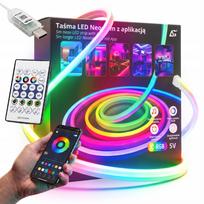 Elastinė LED neoninė juosta ARSA GO RGB, 5 m, IP67, su nuotolinio valdymo pultu