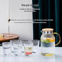 Vertical Stripe Borosilicate Glass Water Pitcher Set white