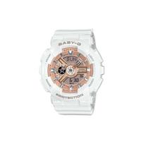 Casio Baby-G 100M Waterproof Quartz Watch Resin Strap Women watches Gold BA-110X-7A1JF Random Watch Box,White Strap white