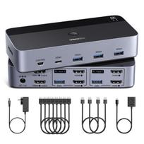 UGREEN HDMI KVM 2 2 2 2 4 USB prievadai 2 ir spausdintuvui bendrinti tarp 2, komplekte 4 HDMI 2 USB maitinimo ir valdiklio jungiklis, 4K@60Hz, monitoriai, juoda