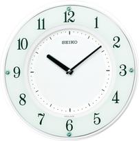 Seiko Solar Wall Clock Radio-Controlled Analog Slim Wooden Frame White SF505W