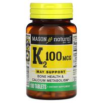 Mason Natural, Vitamin K2, 100mcg, 100 tablets