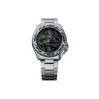 Seiko 5 Atsparus vandeniui Automatinis Mechaninis Judėjimas Nerūdijančio Plieno Laikrodis Juodas Ciferblatas Vyriški laikrodžiai SRPG65K1 Silver Strap black