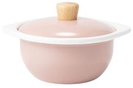 Fuji emaliuotas indas kokotė medvilnės serija pelenų rožinė 15cm CTN-15C.AP white