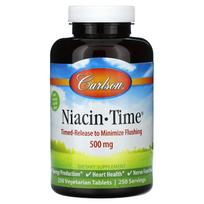 Carlson, niacinas-čiobreliai, 500 mg, 250 daržovių tablečių