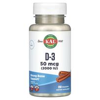 KAL, D-3, Cinnamon, 50mcg (2,000IU), 200 chewable tablets