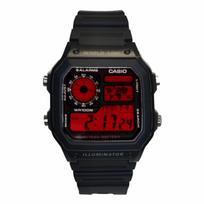 CASIO Unisex YOUTH Red Watch AE-1200WH-1A Black Strap Red Dial black