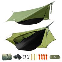 Night Cat Hammock Includes Tarp and Insect for and Outdoor Activities Tent, Lightweight, Compact, 4-in-1 Water-Resistant Net, Hiking, Forestry, žalia