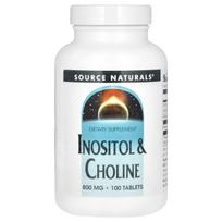 Source Naturals, Inozitolis ir Cholinas, 800 mg, 100 tablečių