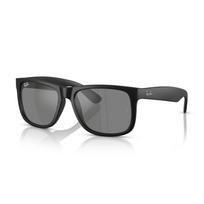 Ray-Ban JUSTIN Sunglasses RB4165F 622/6G 58 Low Bridge Asian Fit Rubber Black Grey Silver Mirror Japan Import Authentic gray