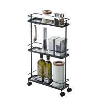 Yamazaki Jitsugyo Siauras virtuvės vežimėlis Juodas W38XD12XH66cm Tower tik ratukai ir kabliukai yra sumontuojami 7152 Apie. [Pilnas produkto klientas] juoda
