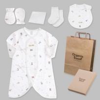 Organic Boom Children's Rabbit bathrobe + bib + 2 hand wraps + handkerchief + both socks set + box + shopping bag, korean baby products white