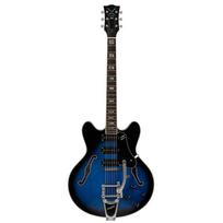 VOX Elektrinė gitara Bigsby tiltelis su 3 vienais pikapais Bobcat S66 su Bigsby Safyro mėlyna pusiau tuščiavidurė safyro mėlyna spalva