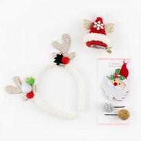 Chaney Bong Bong Girls' White Christmas Hairband Hairpin Set white