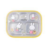 Pastelinė „Miffy“ nerūdijančio plieno lėkštės priešpiečių dėžutė, lėkštė + dangtelis, mišrios spalvos, populiarūs korėjiečių auklėjimo gaminiai white